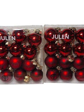 Ikea Christmas Tree Ornaments Retired Julen Samlas Red Glass Balls Mini .75"